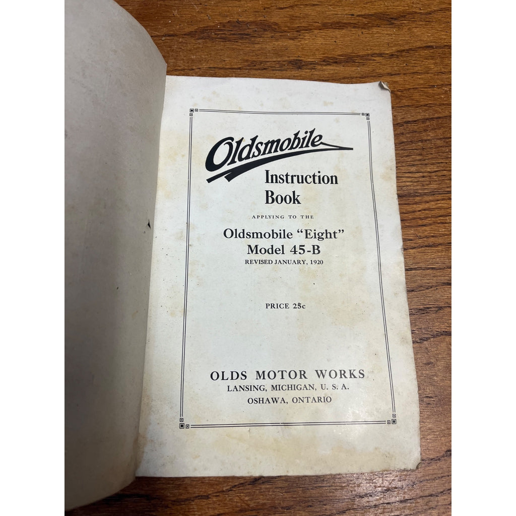 Vintage Paperback Instruction Book Oldsmobile Model 45-B Automobile Manual Lansing, Michigan 1920