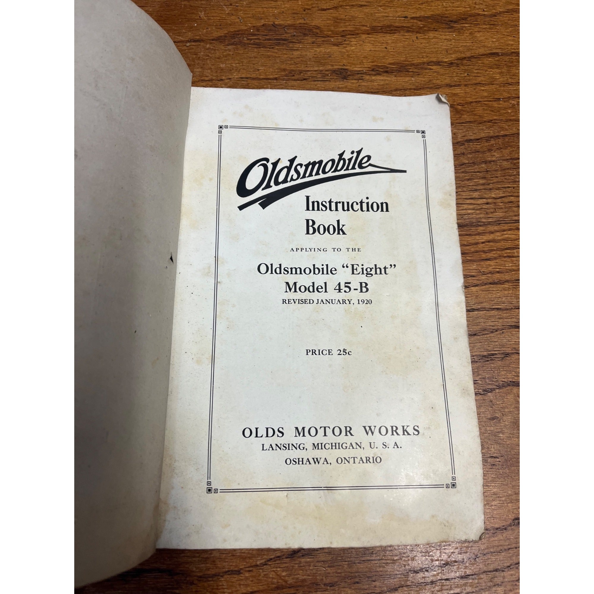Vintage Paperback Instruction Book Oldsmobile Model 45-B Automobile Manual Lansing, Michigan 1920