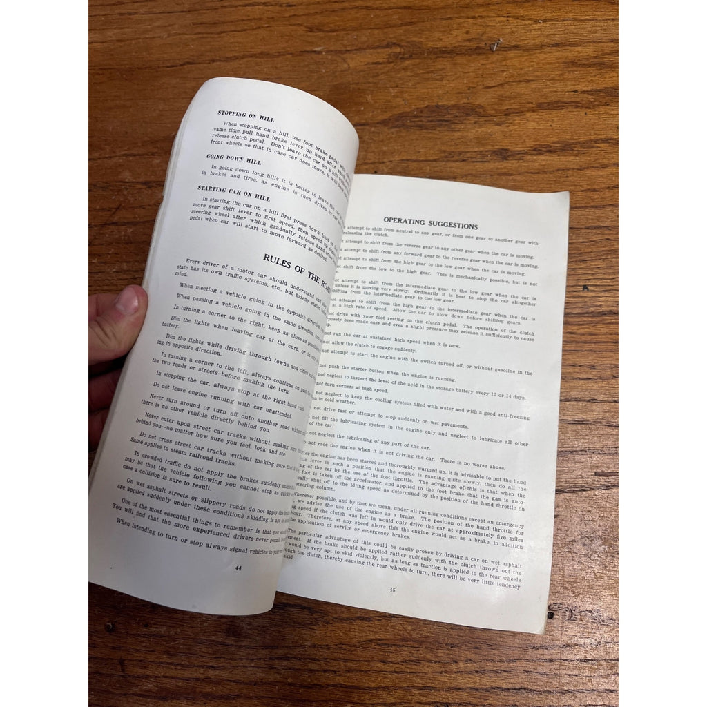Vintage Paperback Instruction Book Oldsmobile Model 45-B Automobile Manual Lansing, Michigan 1920