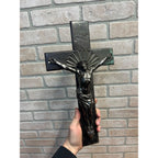 Vintage Casket Coffin Funeral Crucifix Cross Bronze Curved Back 16" Heavy