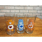 Vintage Care Bears Pizza Hut Glasses Set of 3 Tenderheart Grumpy Friend Bear 1983