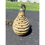 Vintage MCM Pottery Ceramic Beehive Hanging Lamp Gold White Mid Century Modern