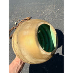 Vintage MCM Pottery Ceramic Beehive Hanging Lamp Gold White Mid Century Modern