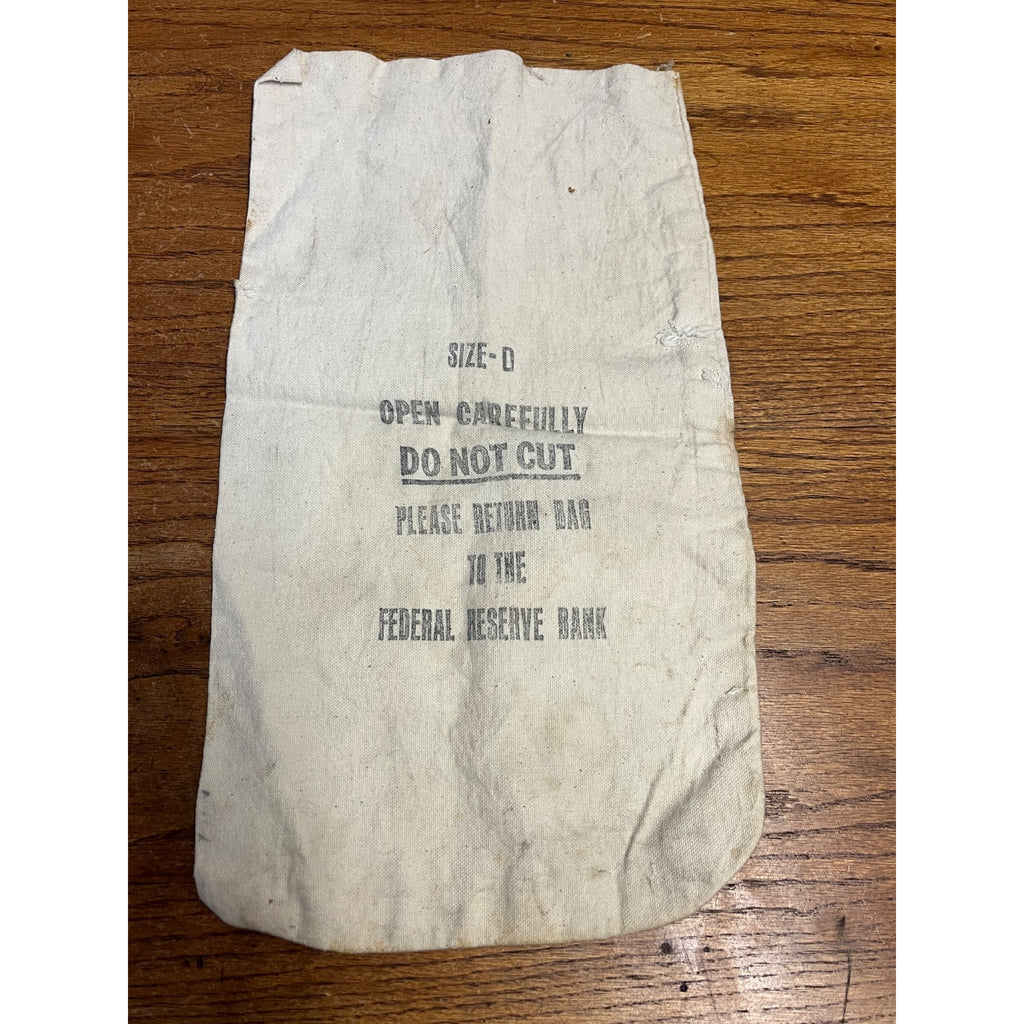 Vintage Federal Reserve Bank Size D Canvas Deposit Bag - 16" x 9”