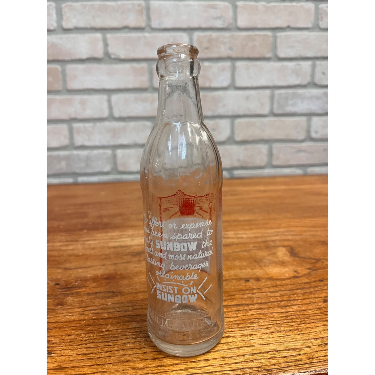 Vintage Sunbow Beverages ACL Soda Bottle Maribel Wisconsin WI Mineral Springs