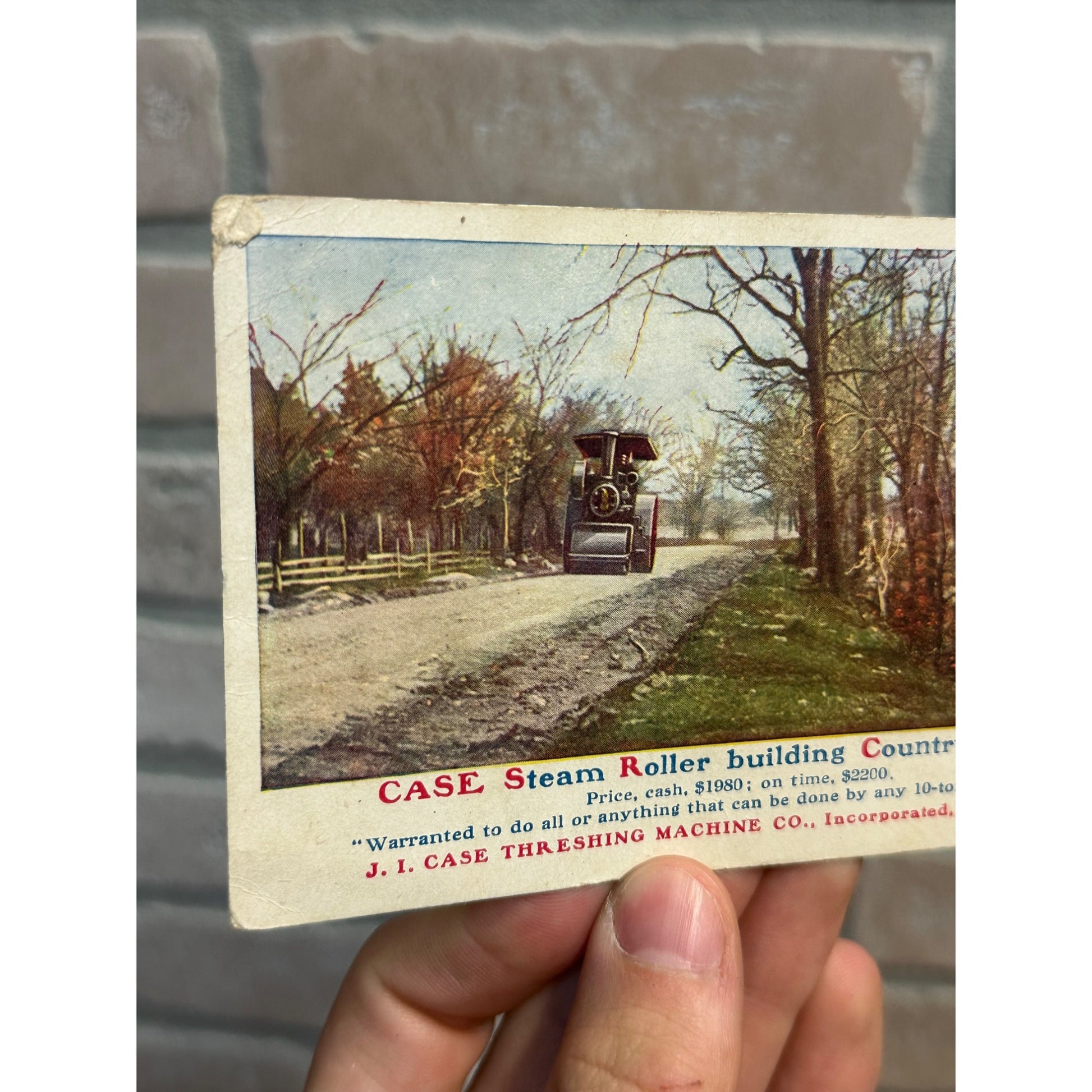 JI CASE Threshing Machine Co Steam Roller Engine Advertising Vintage Postcard