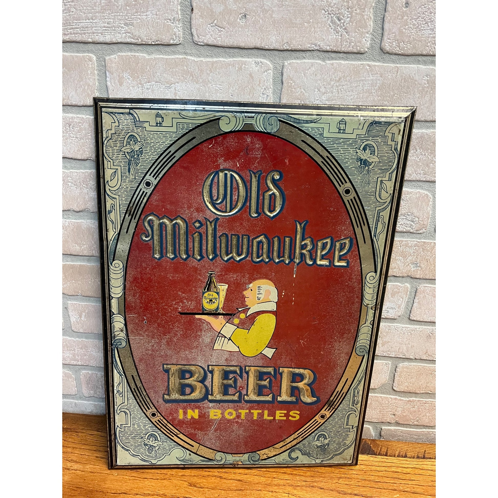 Vintage Old Milwaukee Beer Tin-Over-Cardboard TOC Advertising Bar Sign