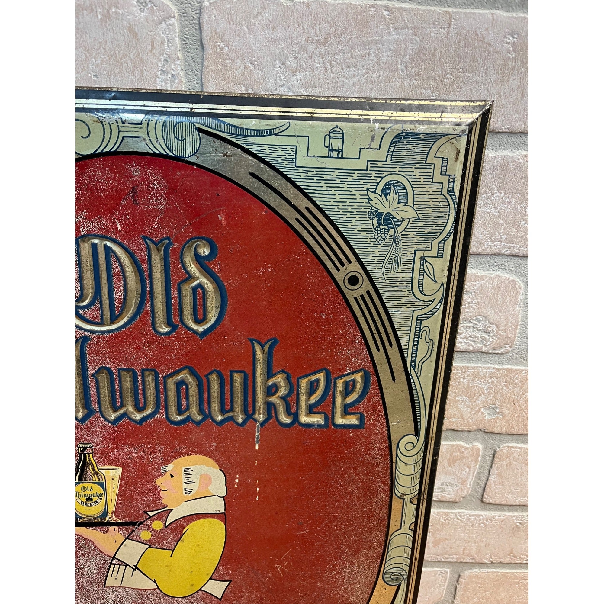 Vintage Old Milwaukee Beer Tin-Over-Cardboard TOC Advertising Bar Sign
