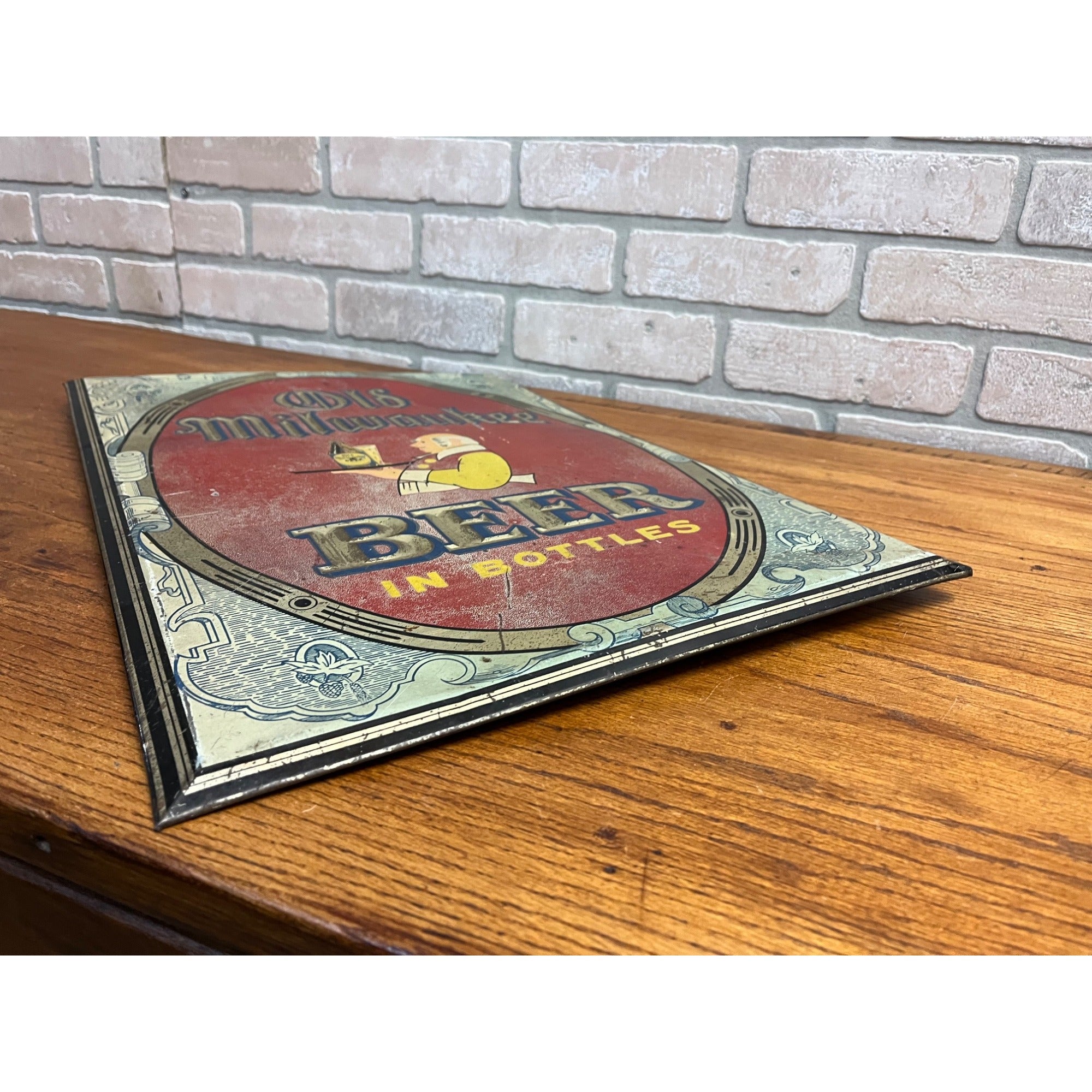 Vintage Old Milwaukee Beer Tin-Over-Cardboard TOC Advertising Bar Sign