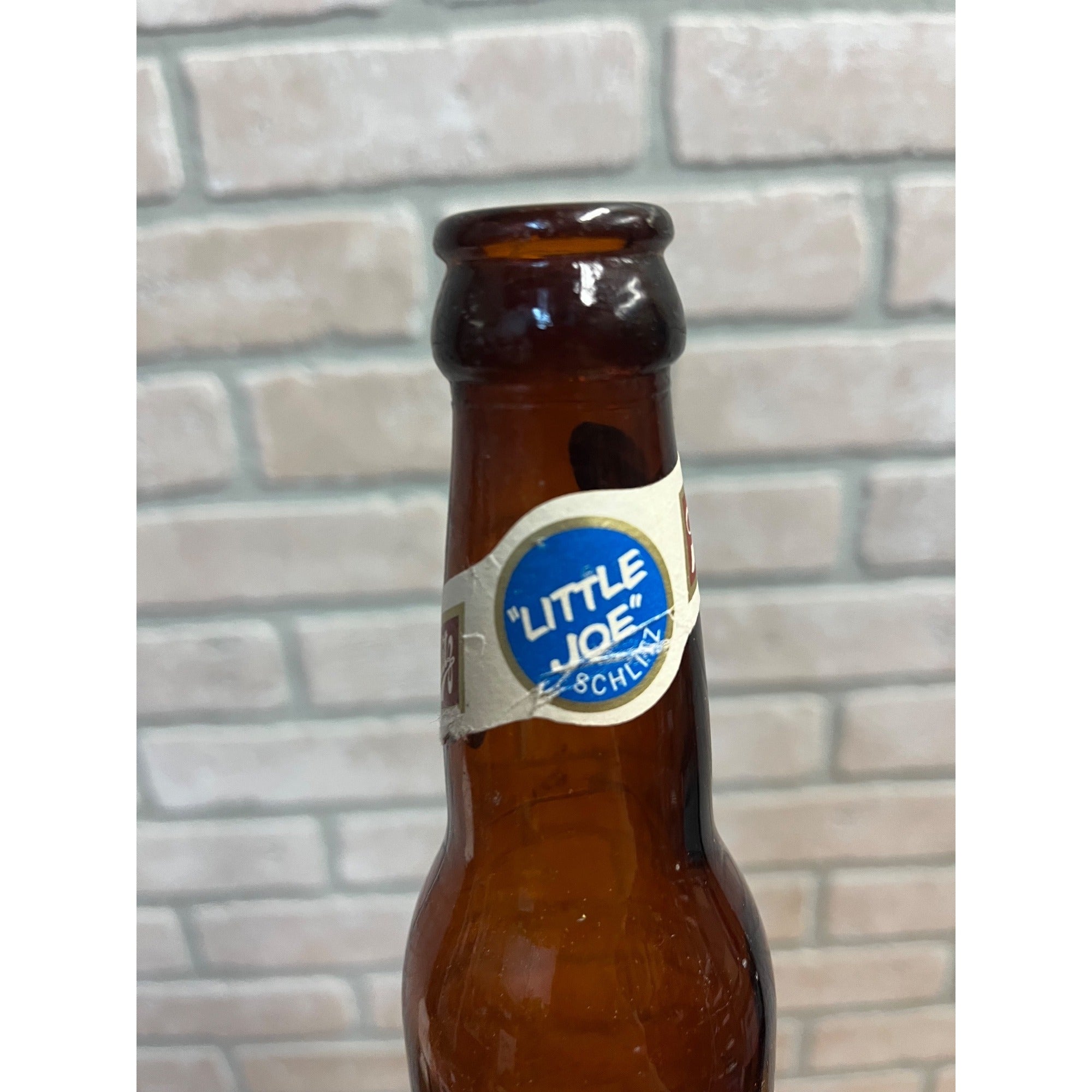 Vintage 1974 Schlitz Milwaukee Beer Glass 7oz "Little Joe" Bottle Full Label