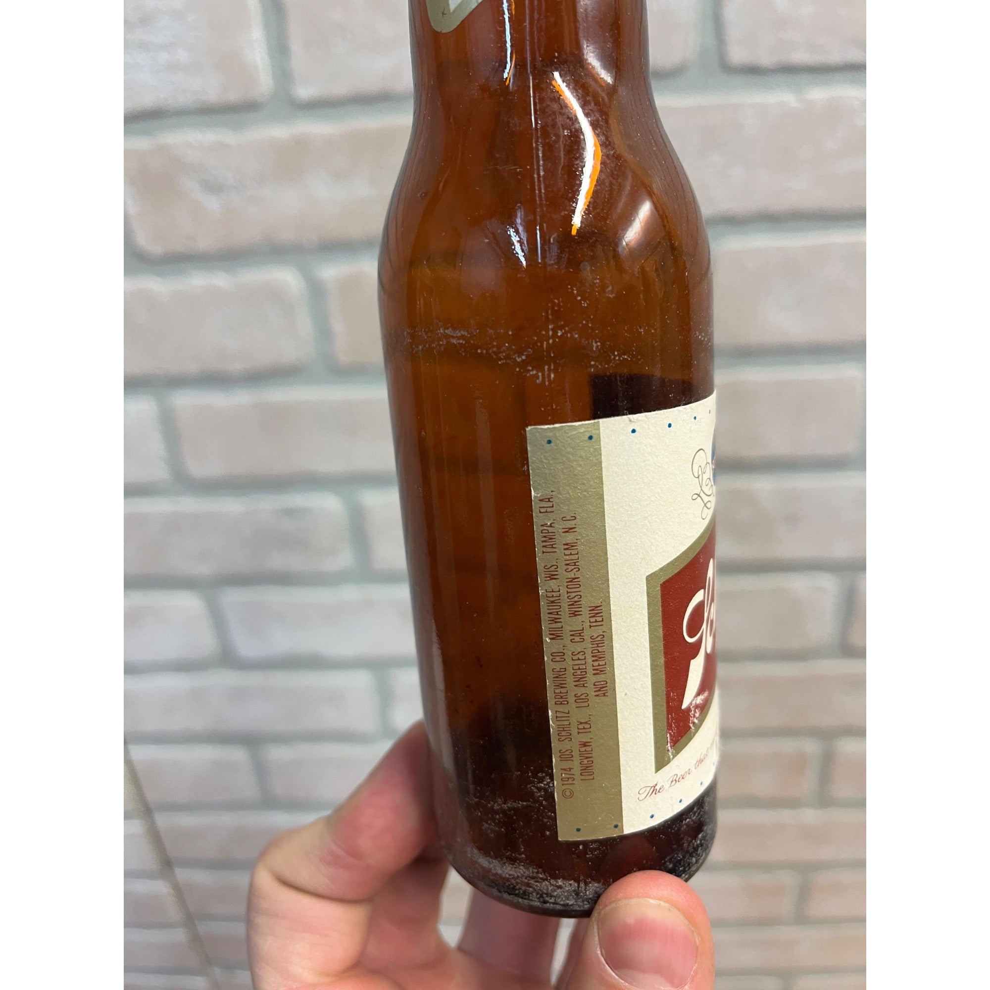 Vintage 1974 Schlitz Milwaukee Beer Glass 7oz "Little Joe" Bottle Full Label