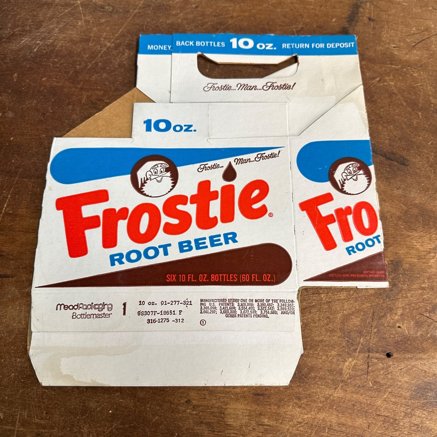 1960sFrostie Root Beer Soda 6-Pack Case Carrier Box 10oz Bottles