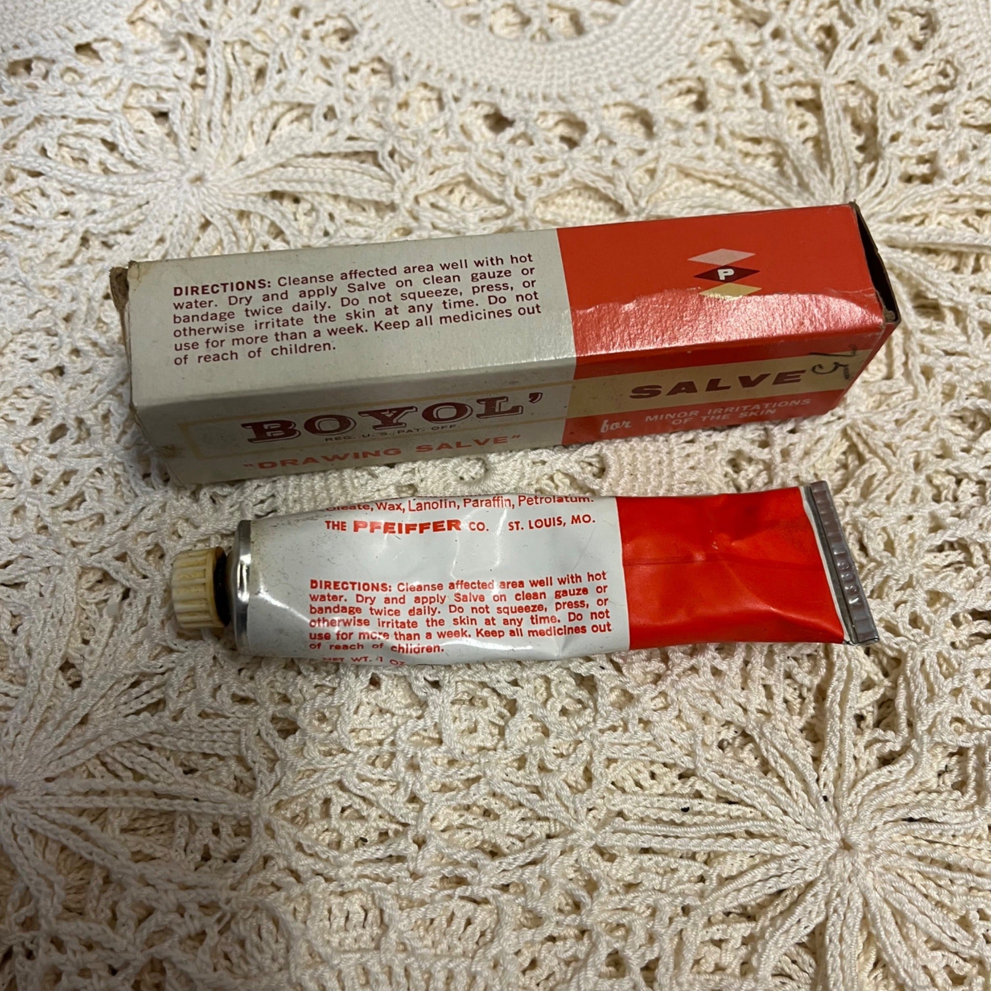 Vintage Boyol Drawing Salve Medicine Tube w/ Box Skin Irritations Pfeiffer Co
