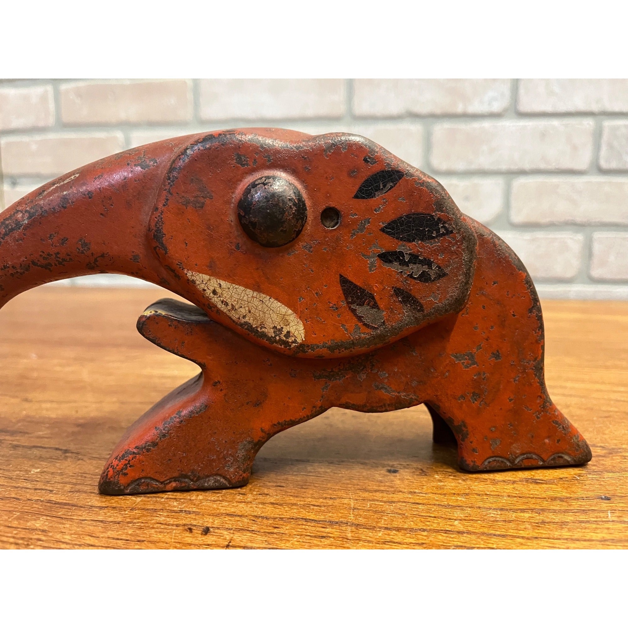 Vintage Vindex Red Cast Iron Elephant Nutcracker Original Paint