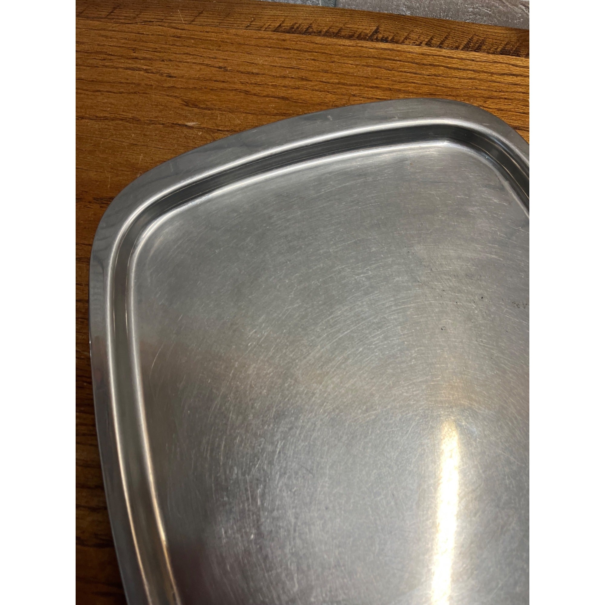 Vintage 1960s MCM Stainless Steel Serving Tray Old Hall 16" x 12.5"