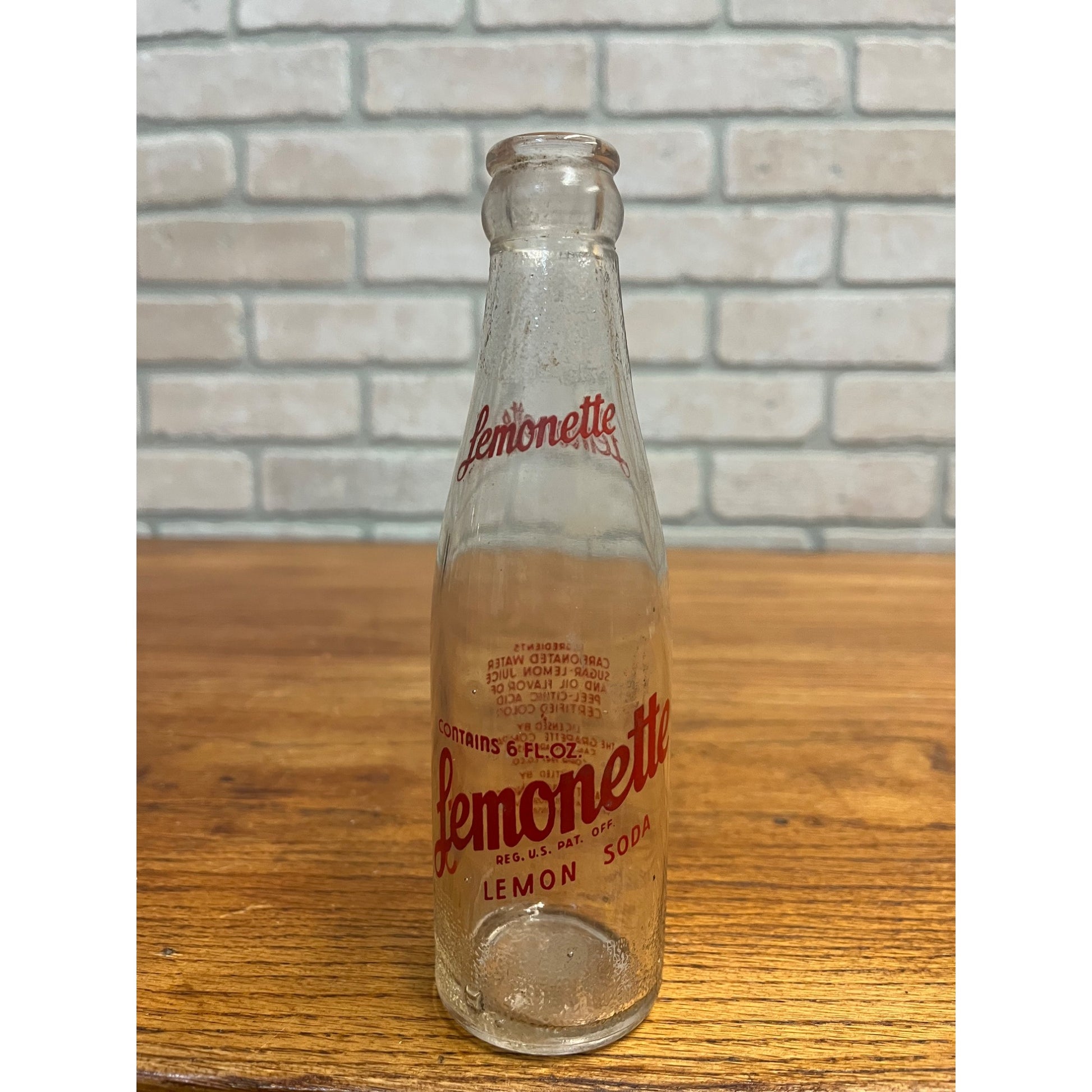 Vintage Lemonette Glass Soda Bottle Grapette Bottling Oshkosh Madison Green Bay Wis