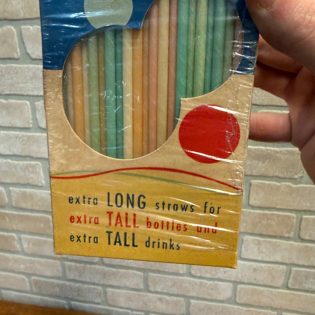 Vintage 1950s Sweetheart Party-Pak Drinking Straws Advertising Box w/ Straws