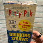 Vintage 1950s Sweetheart Party-Pak Drinking Straws Advertising Box w/ Straws