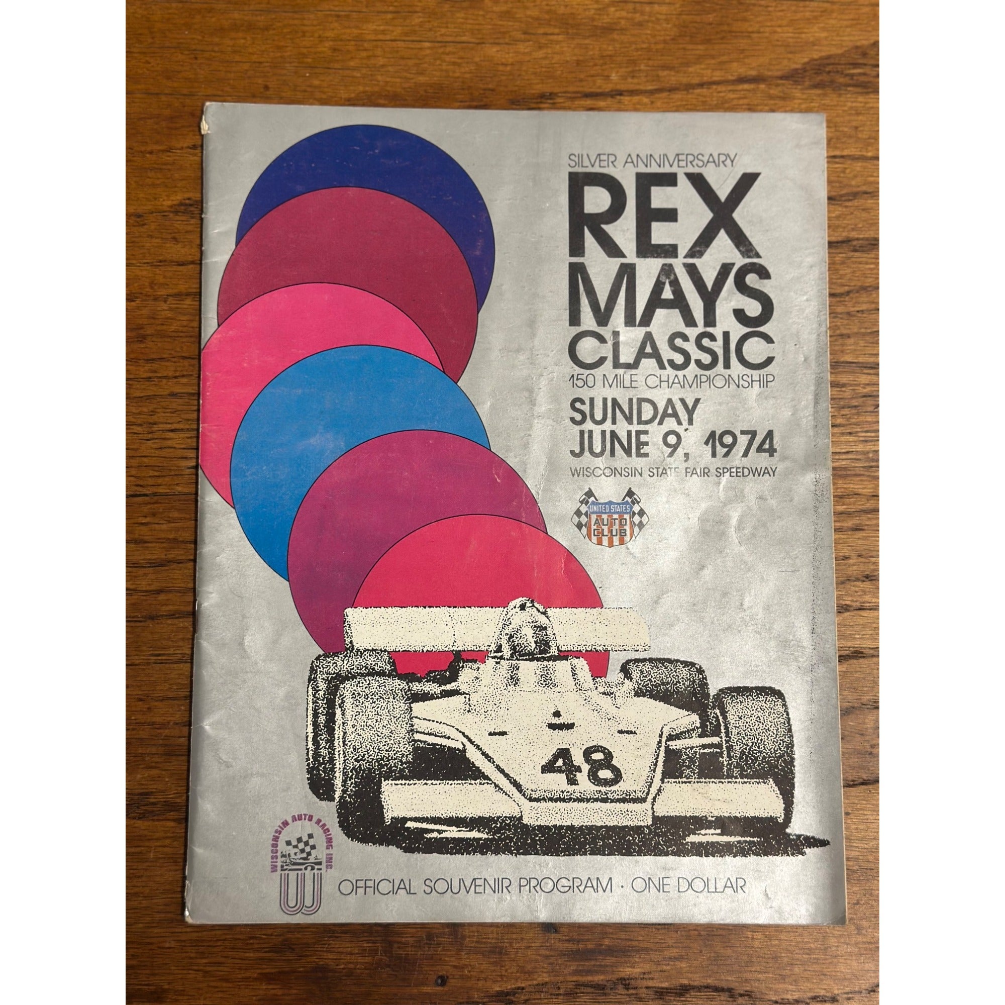 1974 Rex Mays Classic 150 Mile Championship Racing Souvenir Program Wisconsin