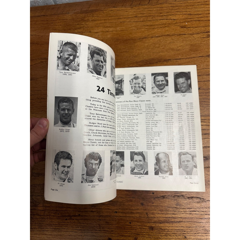 1974 Rex Mays Classic 150 Mile Championship Racing Souvenir Program Wisconsin