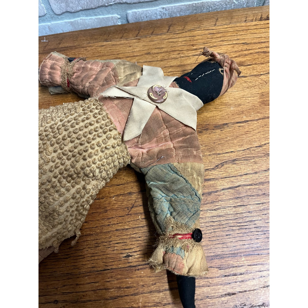 Primitive Black African American Folk Art Rag Doll Handmade Vintage Antique