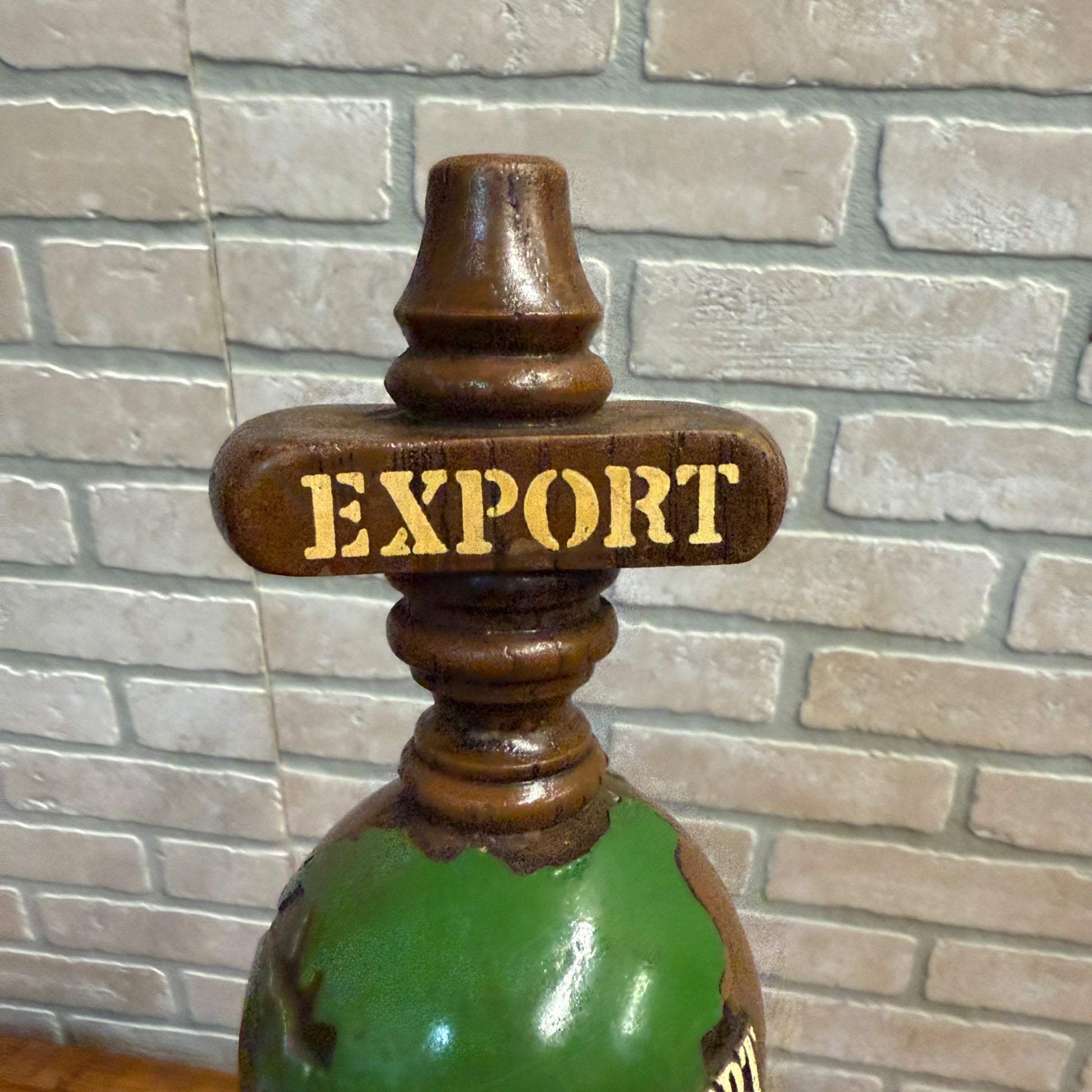 Heileman's Vintage Special Export World Globe Wood Draft Beer Tap Handle