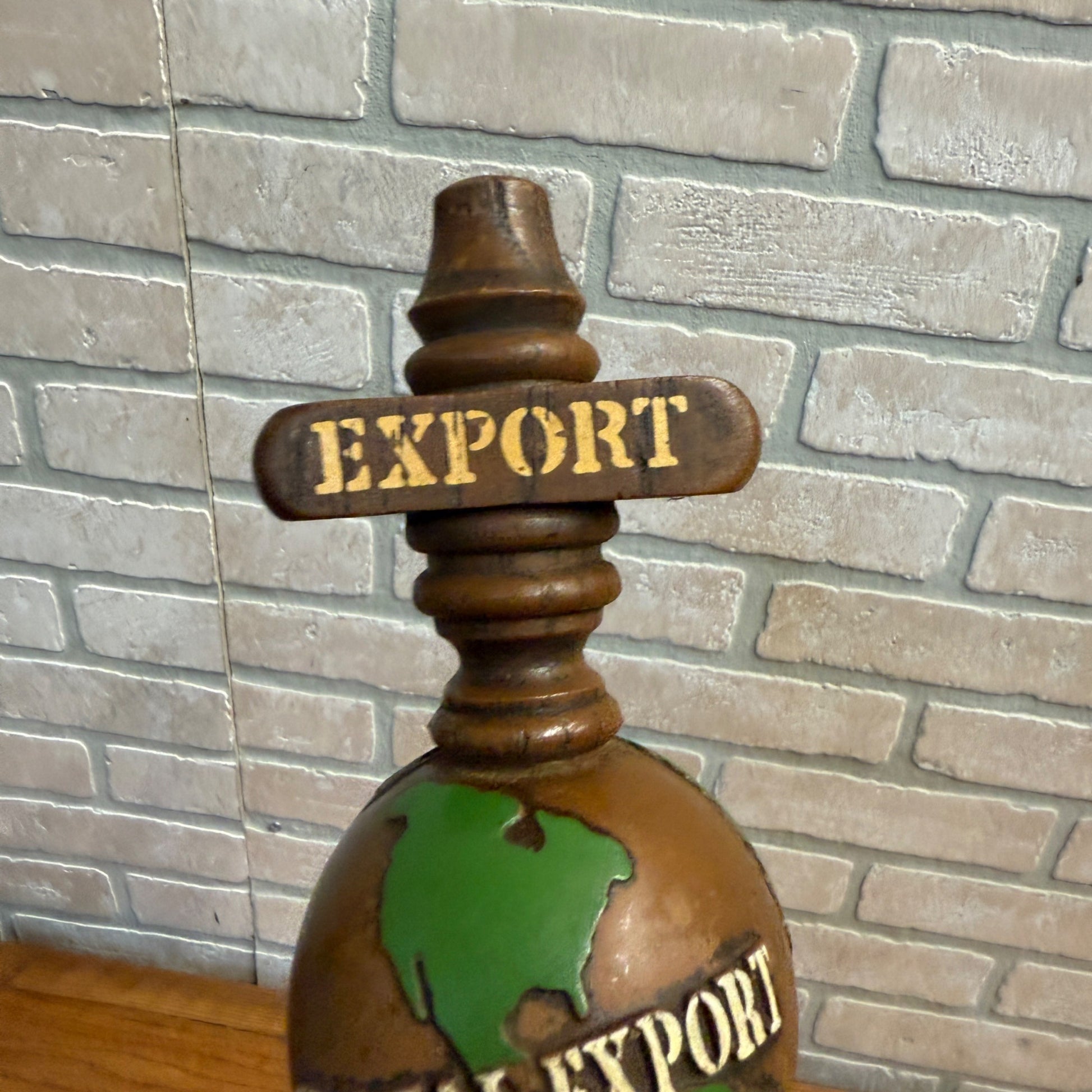 Heileman's Vintage Special Export World Globe Wood Draft Beer Tap Handle