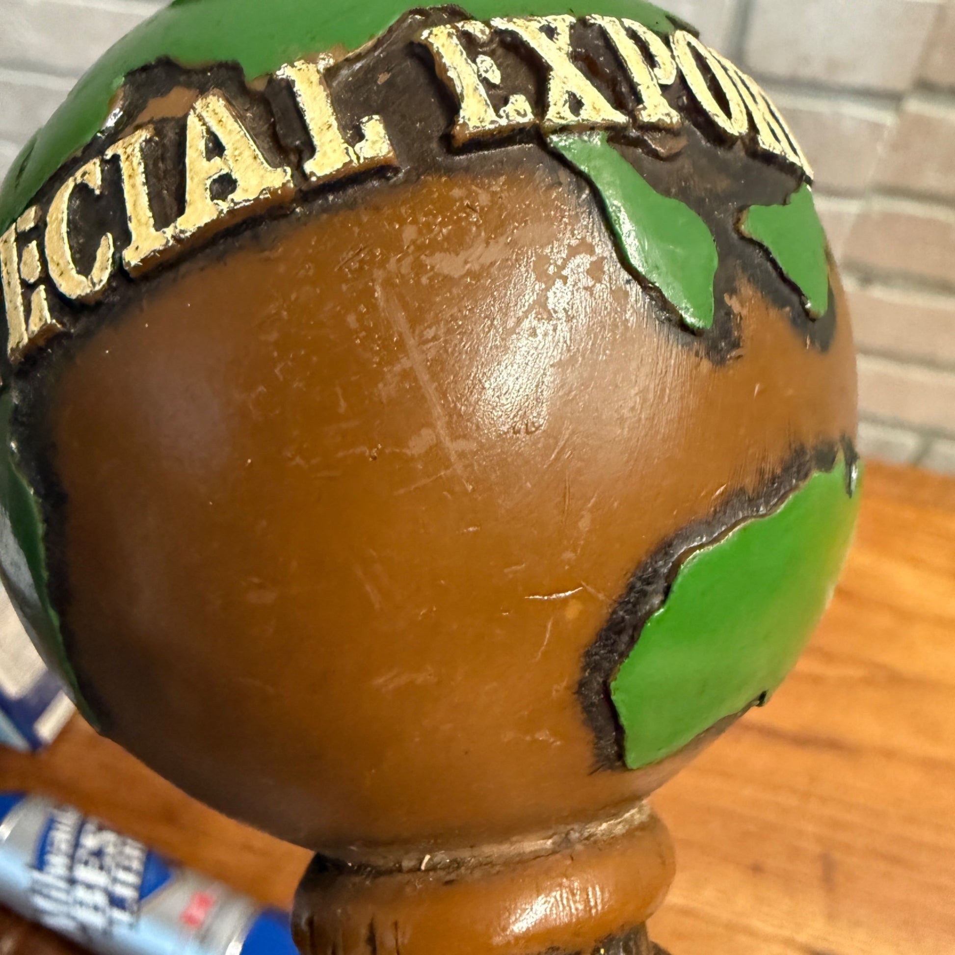 Heileman's Vintage Special Export World Globe Wood Draft Beer Tap Handle