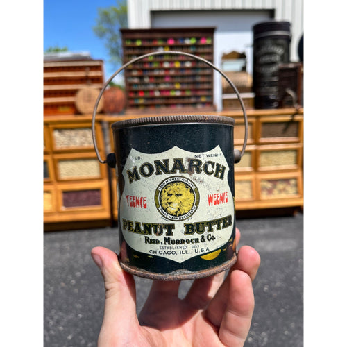 Vintage Monarch Teenie Weenie 1lb Peanut Butter Pail Tin Can Advertising