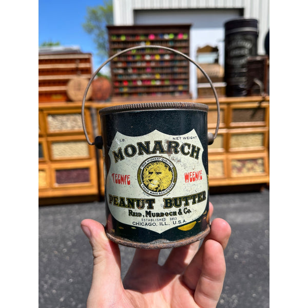Vintage Monarch Teenie Weenie 1lb Peanut Butter Pail Tin Can Advertising
