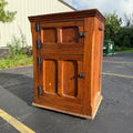 Antique Primitive c1880s Wooden Ice Box Cabinet  w/ Orante Spoon Carvings