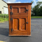 Antique Primitive c1880s Wooden Ice Box Cabinet  w/ Orante Spoon Carvings