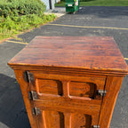 Antique Primitive c1880s Wooden Ice Box Cabinet  w/ Orante Spoon Carvings