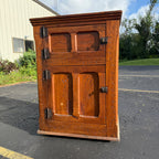 Antique Primitive c1880s Wooden Ice Box Cabinet  w/ Orante Spoon Carvings