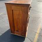 Antique Primitive c1880s Wooden Ice Box Cabinet  w/ Orante Spoon Carvings