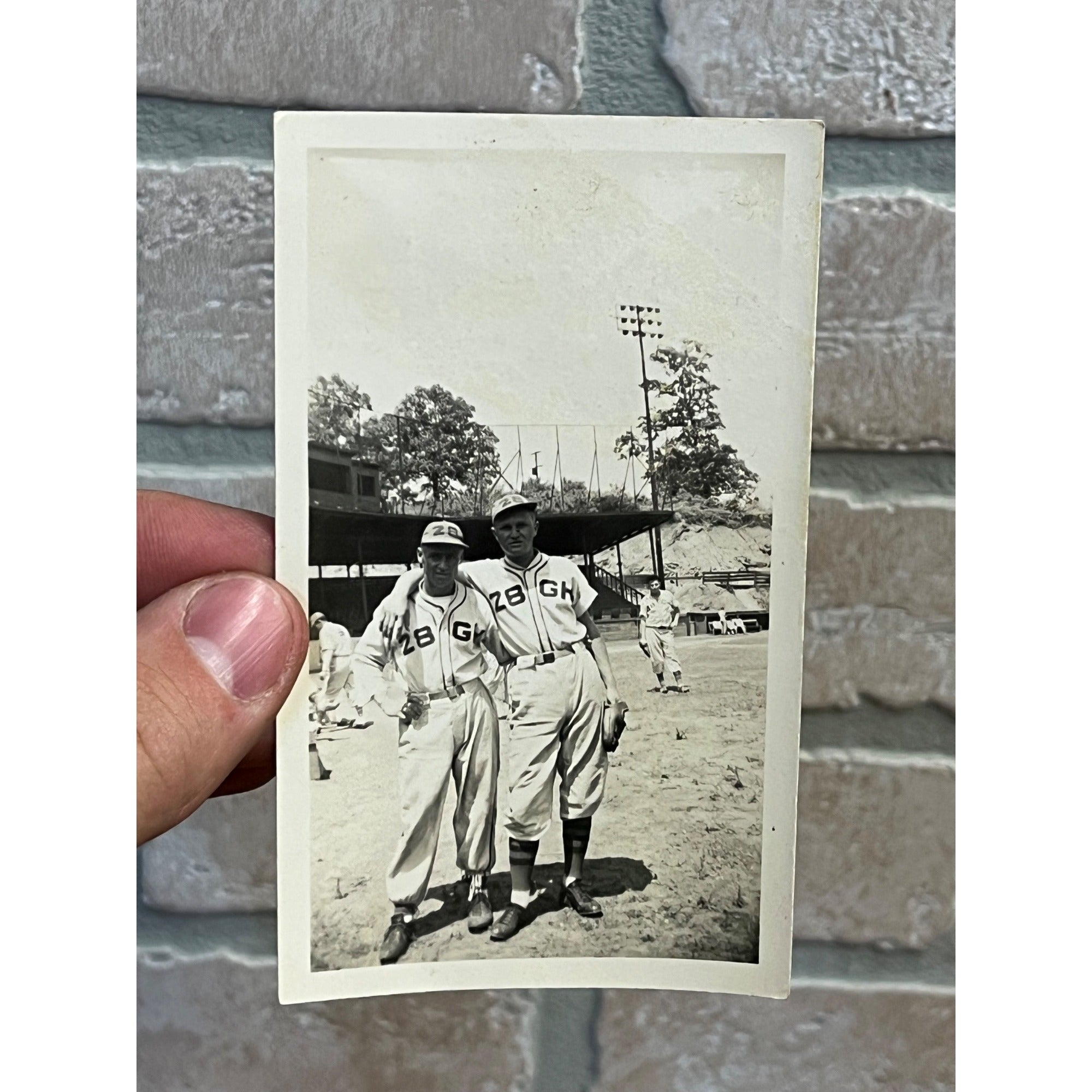Vintage 1930s Baseball Snapshot Photo Wisconsin "28 GH" Stadium