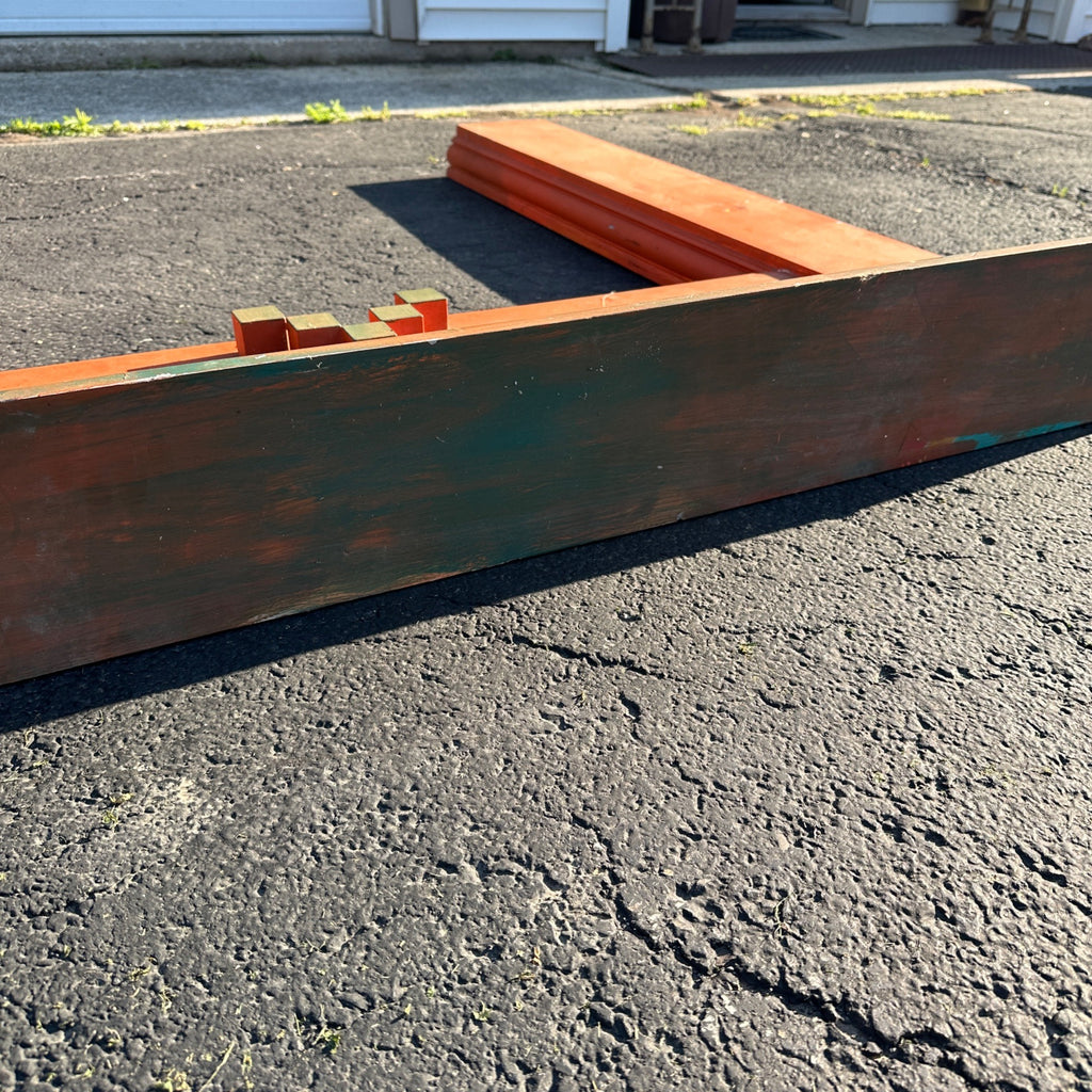 Vintage Wooden Orange Fireplace Mantle Rustic Farmhouse