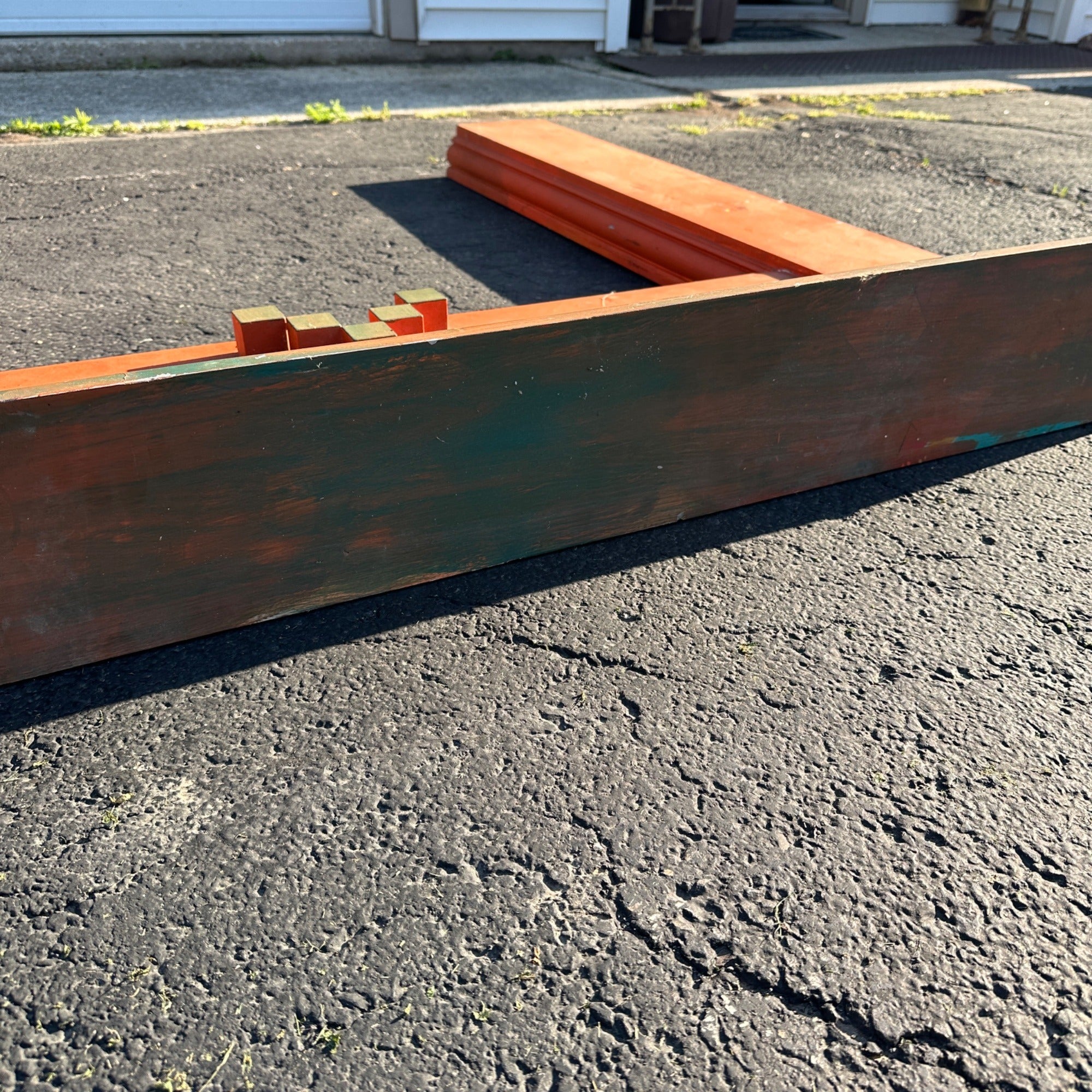 Vintage Wooden Orange Fireplace Mantle Rustic Farmhouse