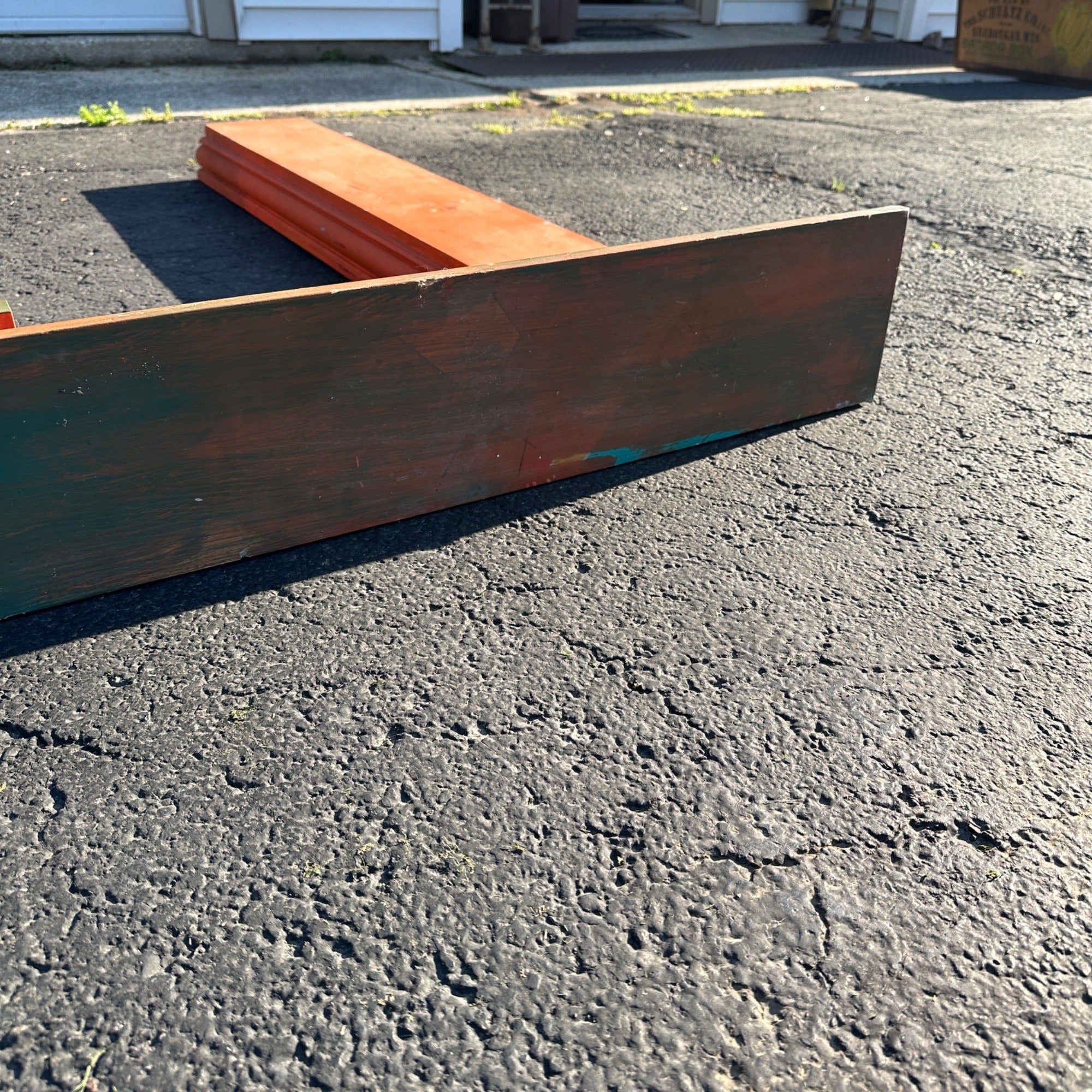 Vintage Wooden Orange Fireplace Mantle Rustic Farmhouse