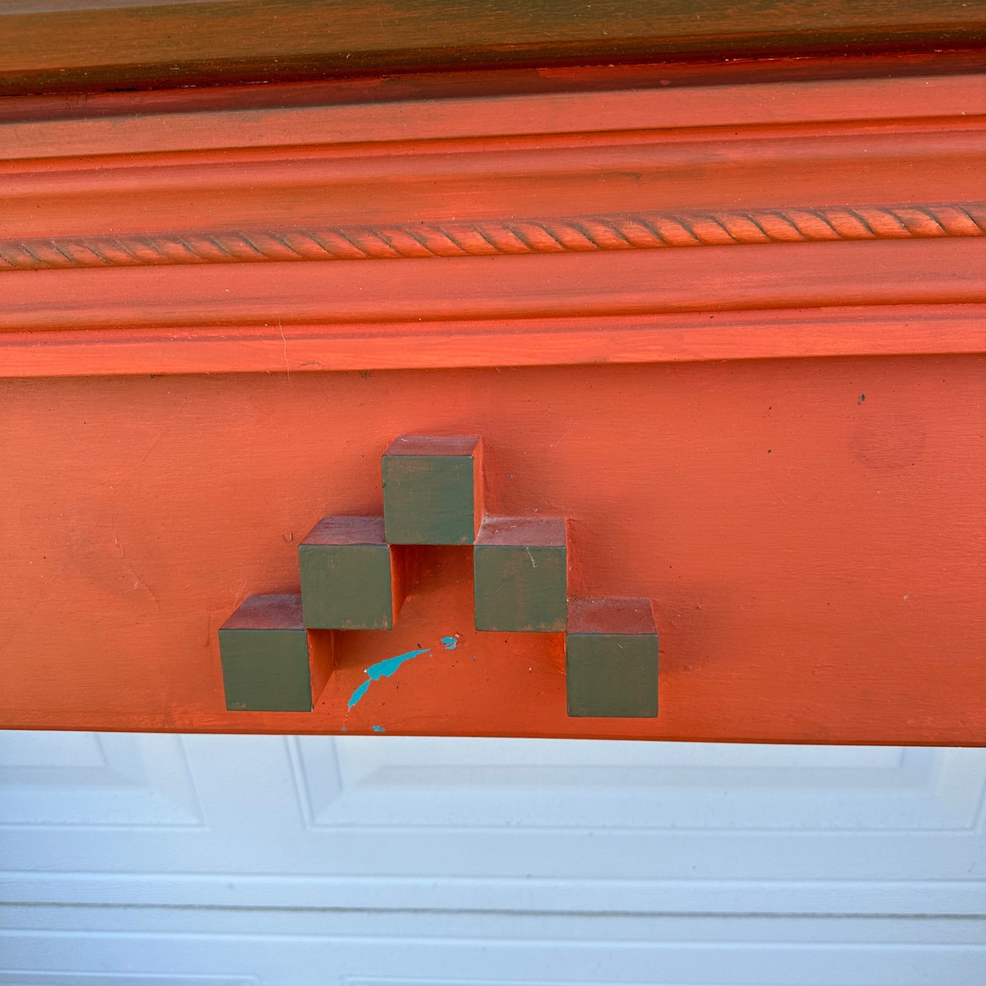 Vintage Wooden Orange Fireplace Mantle Rustic Farmhouse