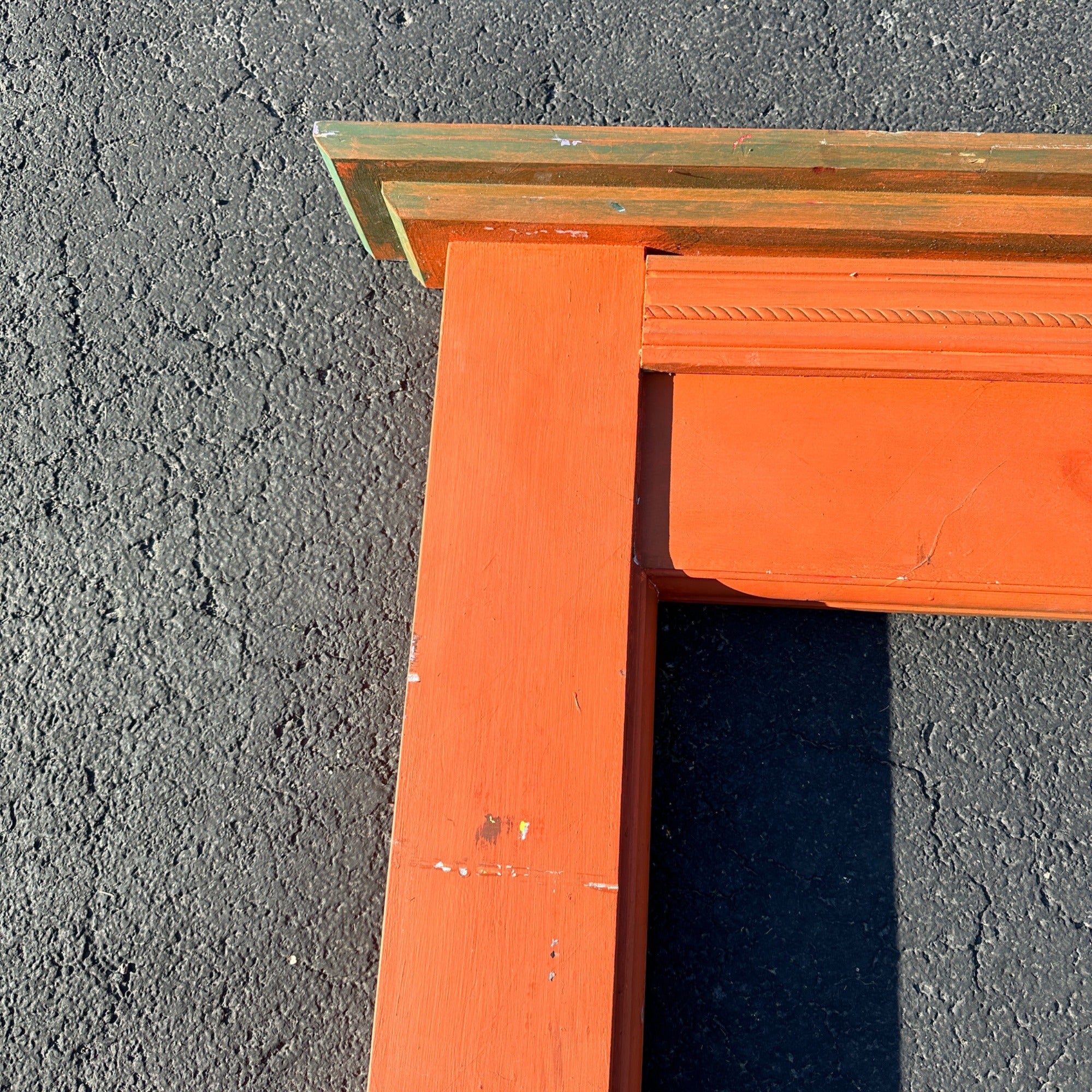 Vintage Wooden Orange Fireplace Mantle Rustic Farmhouse