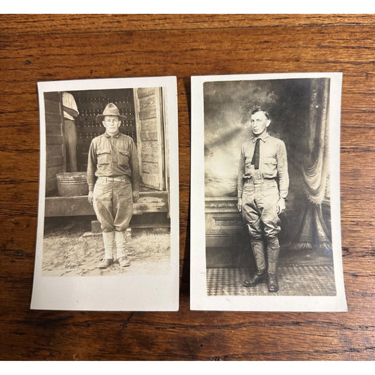 WWI Soldiers Brothers Camp Taylor Kentucky RPPC in Uniform ID'd Photo Postcard