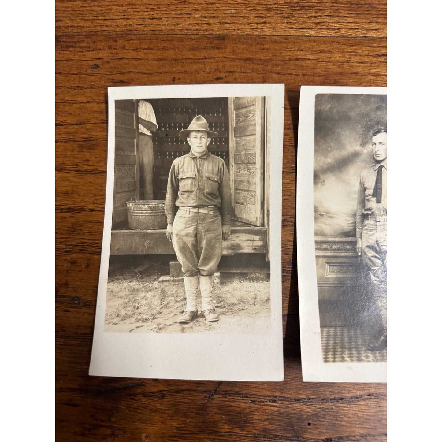 WWI Soldiers Brothers Camp Taylor Kentucky RPPC in Uniform ID'd Photo Postcard