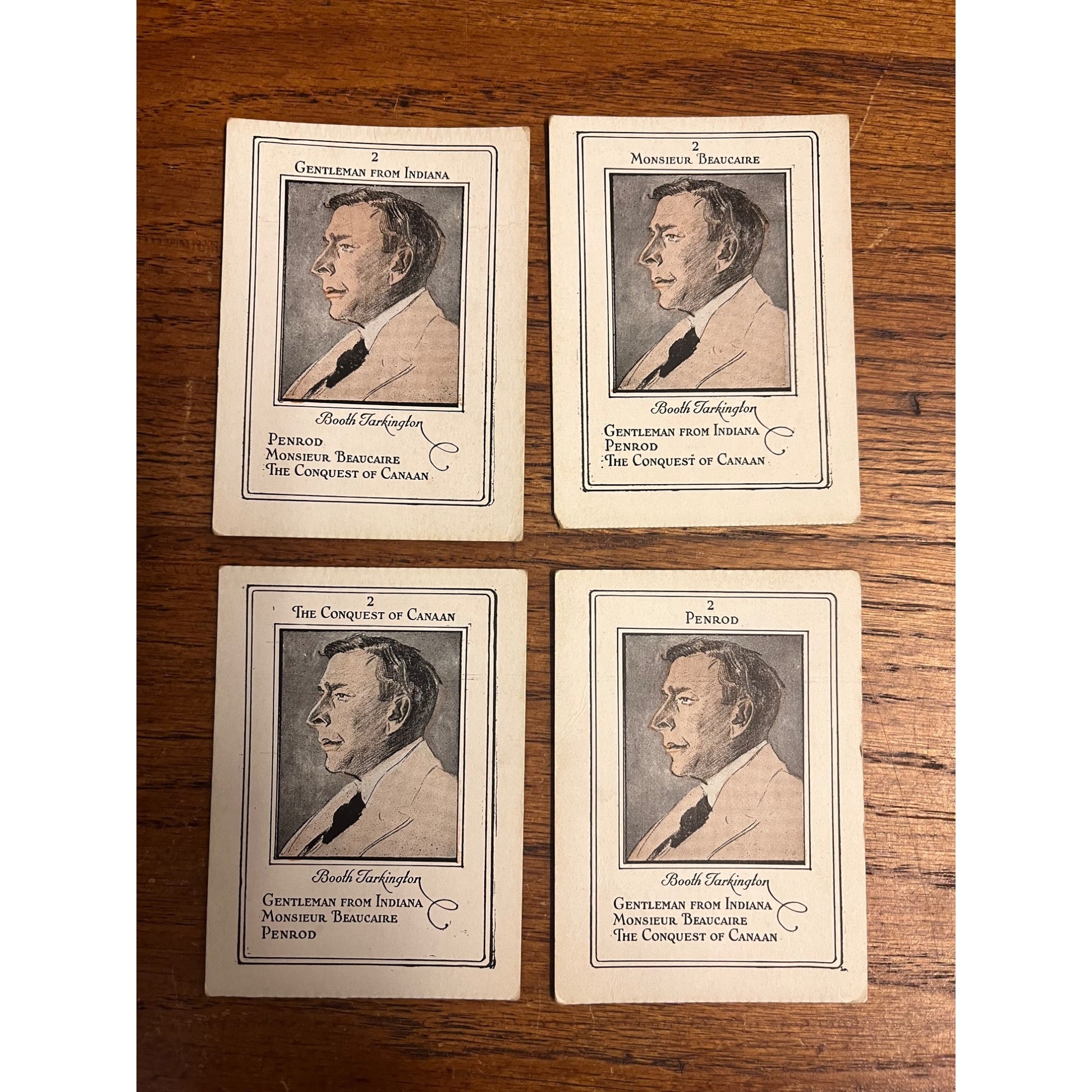 Vintage 1920s Game of Authors Parker Bros Cards: Booth Tarkington