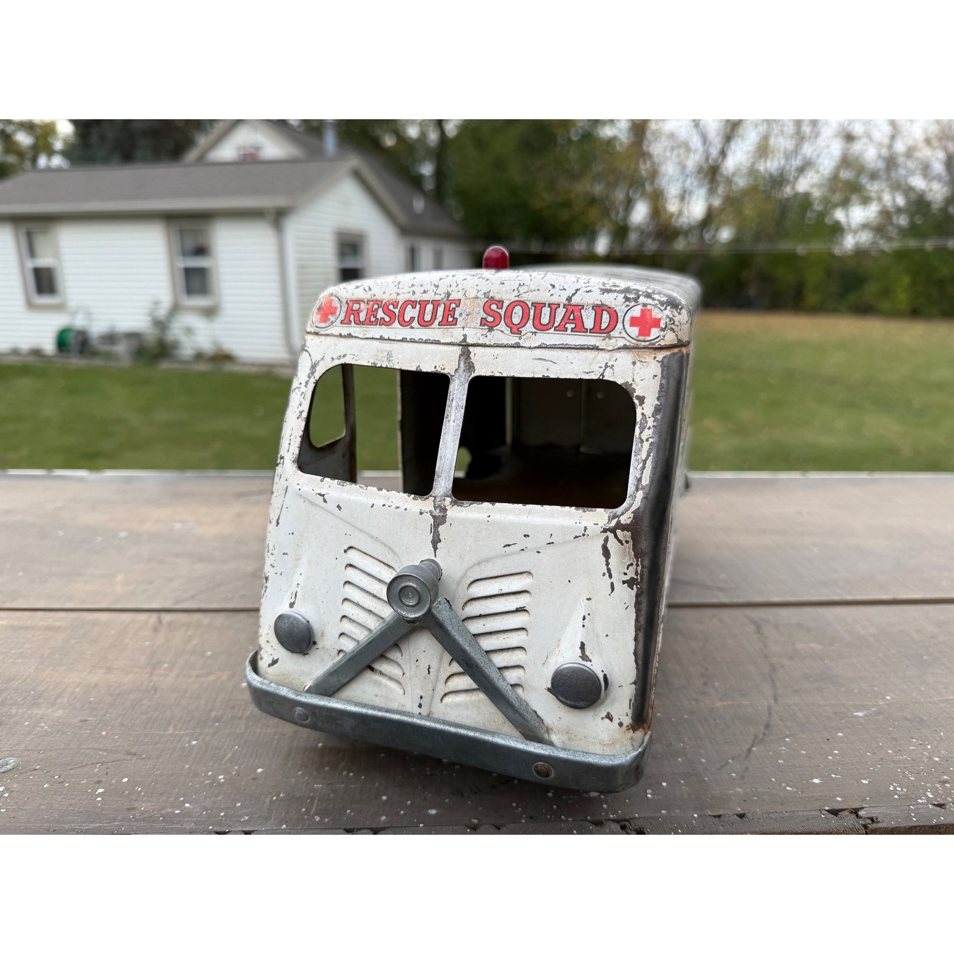 RARE Vintage Tonka Rescue Squad Fiore Dept. Civil Defense Van Truck Pressed Steel Toy