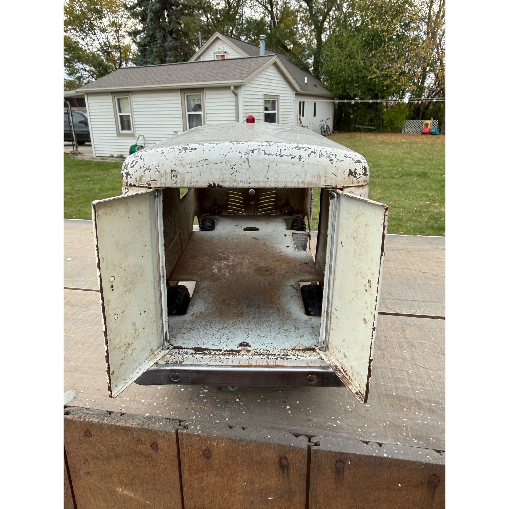 RARE Vintage Tonka Rescue Squad Fiore Dept. Civil Defense Van Truck Pressed Steel Toy