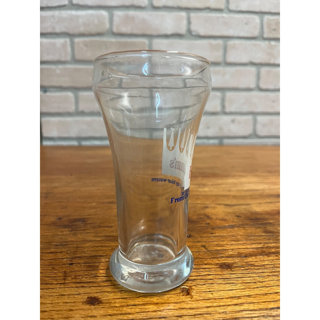 Vintage Hamm’s Beer Pilsner Glass 5-1/4" Tall White Crown Barware Sky Blue Waters
