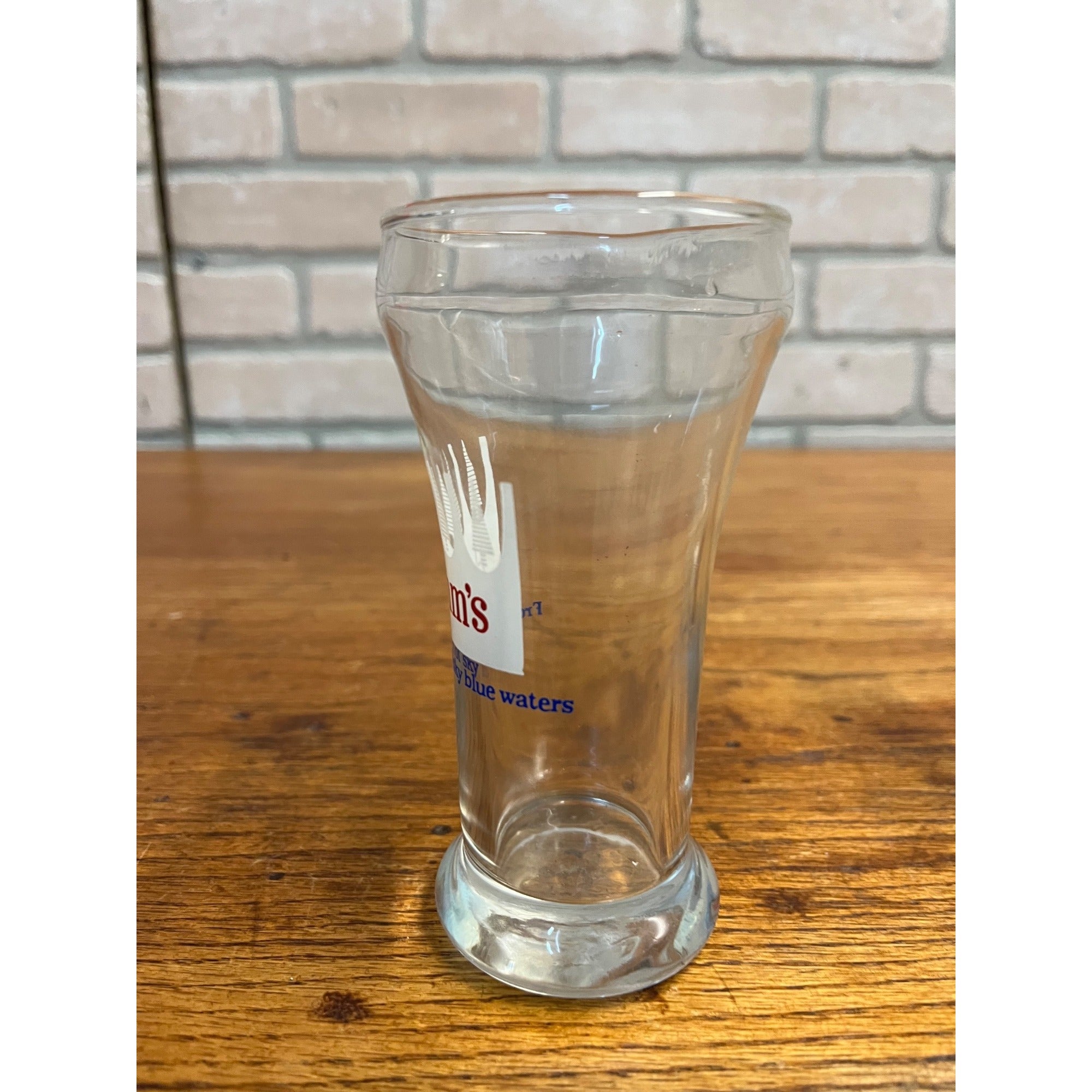 Vintage Hamm’s Beer Pilsner Glass 5-1/4" Tall White Crown Barware Sky Blue Waters