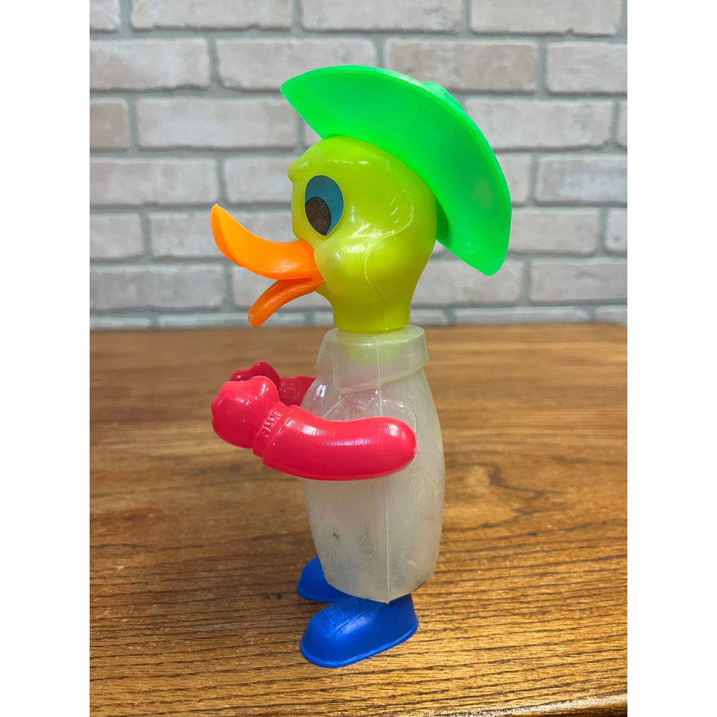 Vintage Duck Plastic Candy Container Bottle Toy Figure MCM 1970s?