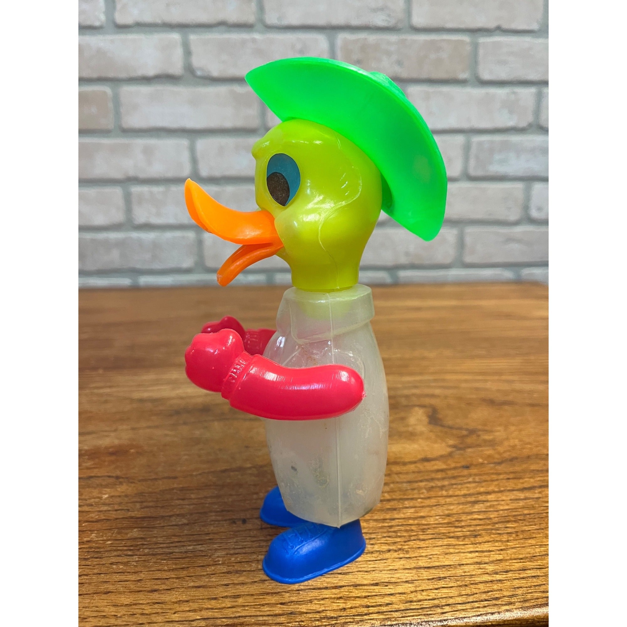 Vintage Duck Plastic Candy Container Bottle Toy Figure MCM 1970s?
